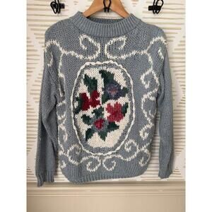 Allison Brittney Women’s Medium Vintage Knit Floral Sweater